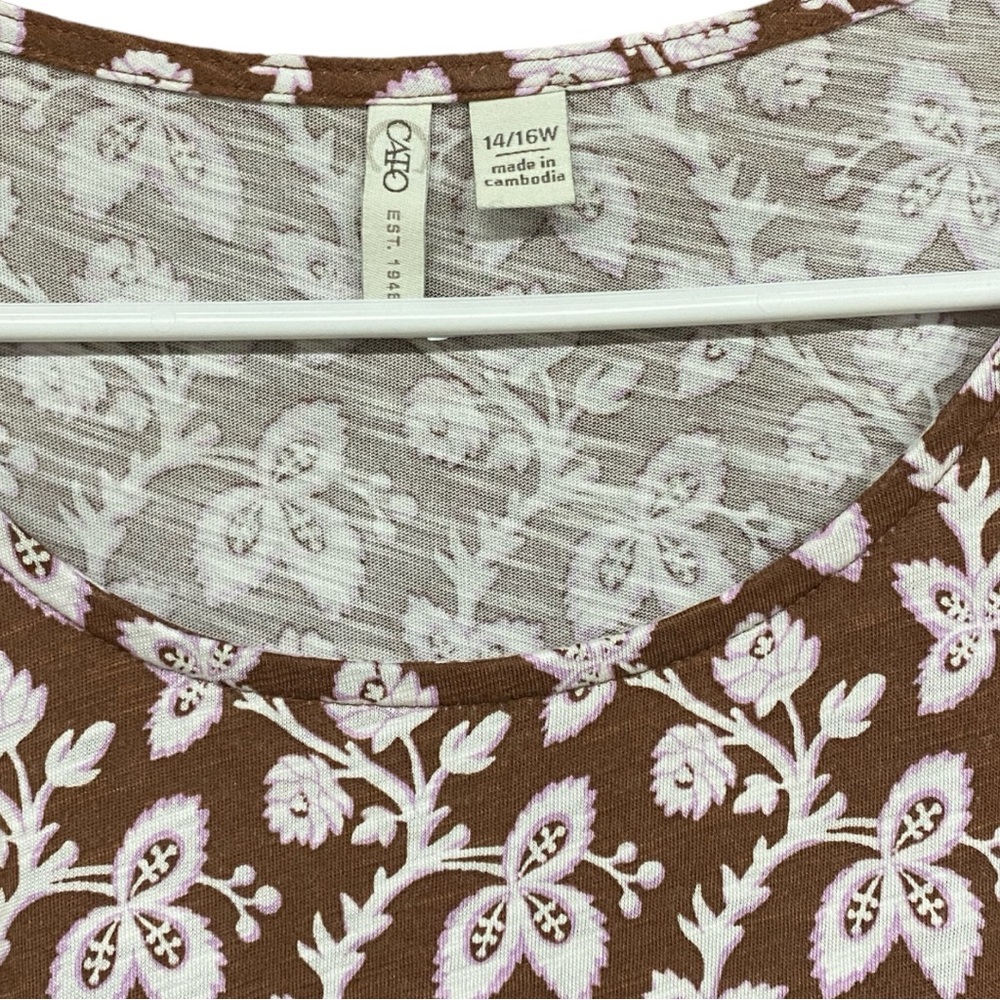 Cato Women's Floral Print Ruffle Hem Top - Picture 4 of 5